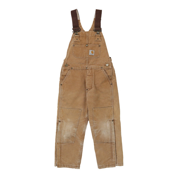 Age 12 Carhartt Double Knee Dungarees - 24W 17L Brown Polyester