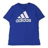 Adidas Spellout T-Shirt - Large Blue Cotton