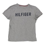 Vintage Tommy Hilfiger Spellout T-Shirt - Large Grey Cotton