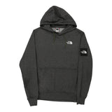 The North Face Spellout Hoodie - Small Grey Cotton Blend