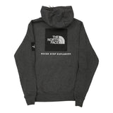 The North Face Spellout Hoodie - Small Grey Cotton Blend