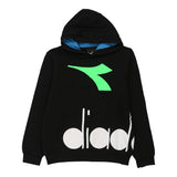Age 11-12 Diadora Spellout Hoodie - Medium Black Cotton Blend