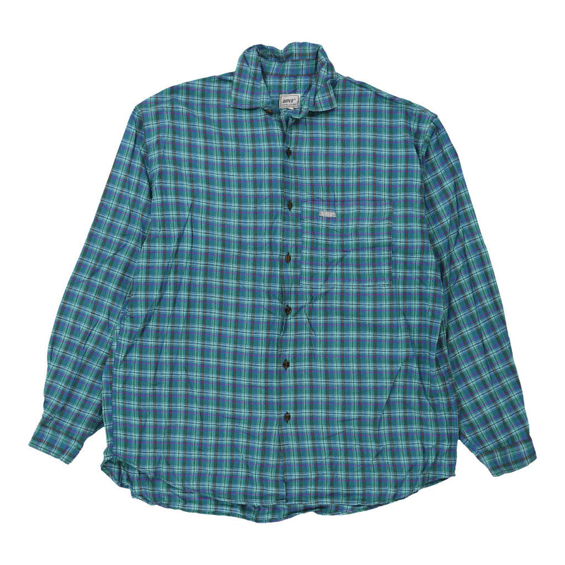 Rifle Checked Flannel Shirt - XL Blue Cotton