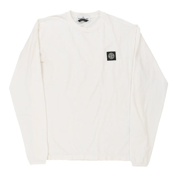 Stone Island Long Sleeve T-Shirt - Large White Cotton