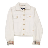 Vintage Age 10 Burberry Novacheck Denim Jacket - Small White Cotton