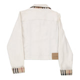 Vintage Age 10 Burberry Novacheck Denim Jacket - Small White Cotton