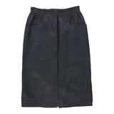 Vintage navy Classic Pelz Leder Skirt - womens 27" waist