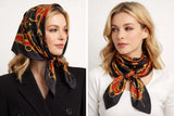 Anyyou Fashion Premium Satin Square Scarf – Black Red Elegant Silk-Feel Neckwrap for Women