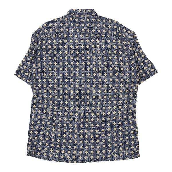 Vintage navy Pierre Cardin Patterned Shirt - mens large