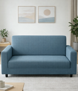 Anyseat 2-Seater Sofa Cover – Plain Grey Blue Style Slipcover for Living Room Chair Protection