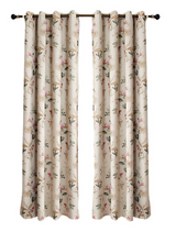 Anydrape Beige Flower Design Luxury Curtains – Modern Textured Drapes for Living Room, Bedroom & Dining Decor