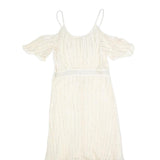 FREE PEOPLE Womens Cream & Silver Cold Shoulder Fit & Flare Woven Midi Dress