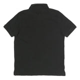 TOMMY HILFIGER Mens Black Short Sleeve Logo Polo Shirt M Cotton Blend Casual