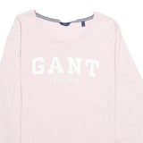 GANT Womens Pink Long Sleeve Crew Neck Cotton T-Shirt M Stylish Comfort