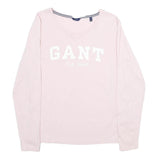 GANT Womens Pink Long Sleeve Crew Neck Cotton T-Shirt M Stylish Comfort