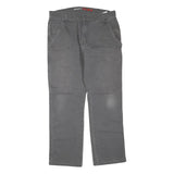 DICKIES Mens Cotton Blend Grey Regular Straight Trousers W34 L30 Workwear Zip