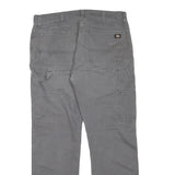 DICKIES Mens Cotton Blend Grey Regular Straight Trousers W34 L30 Workwear Zip