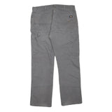 DICKIES Mens Cotton Blend Grey Regular Straight Trousers W34 L30 Workwear Zip
