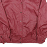 Womens Red Button Jacket M Plain Classic Fit Stand-Up Collar Stylish Outerwear