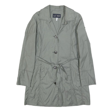 ARMANI JEANS Womens Grey Cotton Blend Button Jacket S Plain Lightweight Stylish