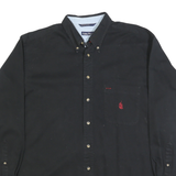 NAUTICA Mens Black Cotton Button Down Shirt XL Classic Logo Chest Pocket