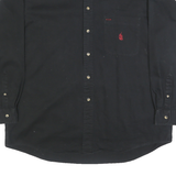 NAUTICA Mens Black Cotton Button Down Shirt XL Classic Logo Chest Pocket