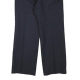 TOP MAN Mens Wool Blend Navy Regular Straight Trousers W31 L26 Pinstripe Zip