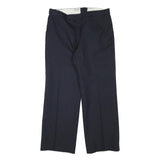 TOP MAN Mens Wool Blend Navy Regular Straight Trousers W31 L26 Pinstripe Zip