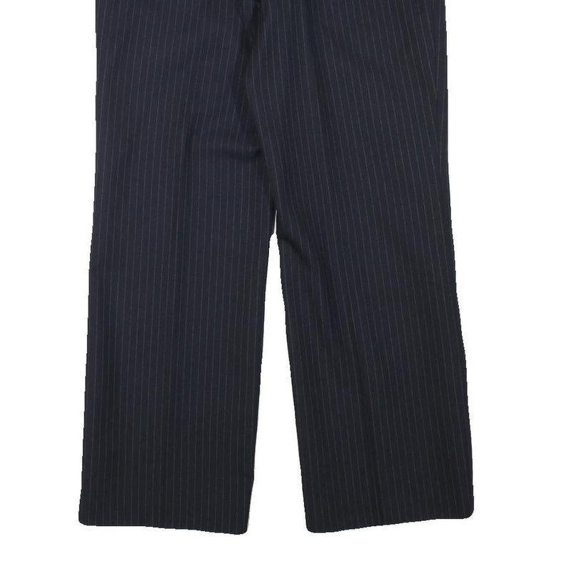 TOP MAN Mens Wool Blend Navy Regular Straight Trousers W31 L26 Pinstripe Zip