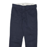 DICKIES Mens Cotton Blend Navy Slim Straight Trousers W32 L28 Workwear Casual