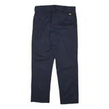 DICKIES Mens Cotton Blend Navy Slim Straight Trousers W32 L28 Workwear Casual