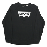 LEVI'S Mens Black Sweatshirt Crew Neck S Cotton Blend Logo Pullover Casual