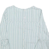 LAURA ASHLEY Womens Blue & White Striped Blouse 3/4 Sleeve Round Neck UK 20