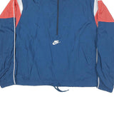 NIKE Womens Blue & Red Track Jacket M Polyester Blend Zip Collar