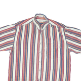 SAUCE Mens White & Red Striped Cotton Blend Shirt M Casual Summer Short Sleeve