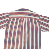 SAUCE Mens White & Red Striped Cotton Blend Shirt M Casual Summer Short Sleeve