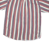 SAUCE Mens White & Red Striped Cotton Blend Shirt M Casual Summer Short Sleeve