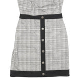 TOMMY HILFIGER Womens Black & White Shift Polyester Blend Sleeveless Knee Length