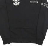 THUG LIFE Mens Black Crew Neck S Skull Print Cotton Blend Sweatshirt