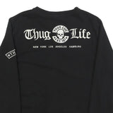 THUG LIFE Mens Black Crew Neck S Skull Print Cotton Blend Sweatshirt