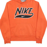 NIKE Mens Orange Hoodie L Cotton Pullover Casual Sports Sweatshirt