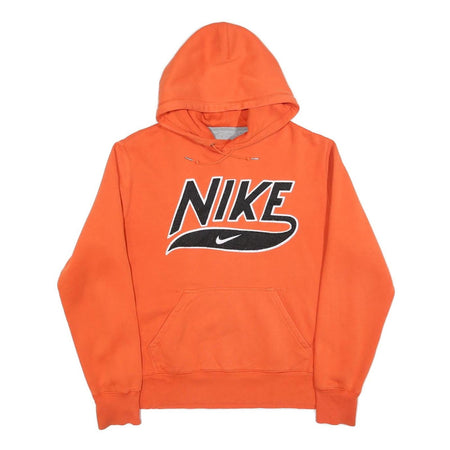 NIKE Mens Orange Hoodie L Cotton Pullover Casual Sports Sweatshirt