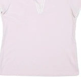 NAUTICA Womens Pink Short Sleeve Plain Polo Shirt L Cotton Blend Casual
