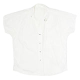 CARRERA Womens White Shirt M Cotton Blend Casual Button-Up Short Sleeve