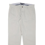 TOMMY HILFIGER Mens Regular Beige Cotton Blend Trousers W34 L30 Classic Zip