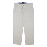 TOMMY HILFIGER Mens Regular Beige Cotton Blend Trousers W34 L30 Classic Zip