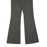 Womens Cotton Blend Grey Regular Fit Wide-Leg Trousers W24 L32 Belt Detail