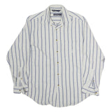 NAUTICA Mens White & Blue Striped Casual Cotton Shirt M Long Sleeve Button Down