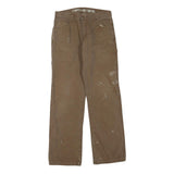 DICKIES Womens Regular Fit Brown Cotton Blend Straight Leg Trousers W32 L32