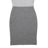 ESCADA Womens Beige & Light Grey & Grey Sleeveless Wool Blend Bodycon Dress S